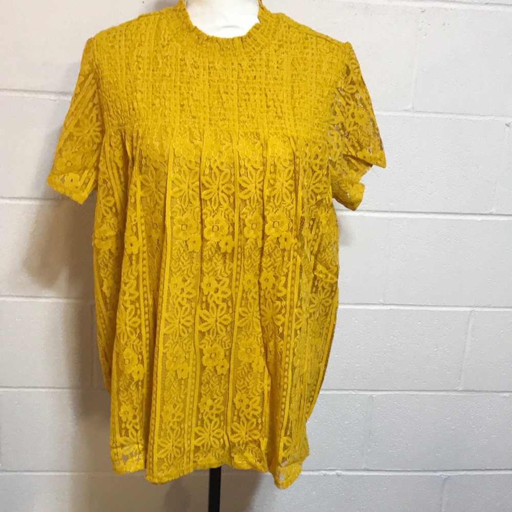 Kate & Mallory Lace Top with Smocking Yoke Detail - NWOT